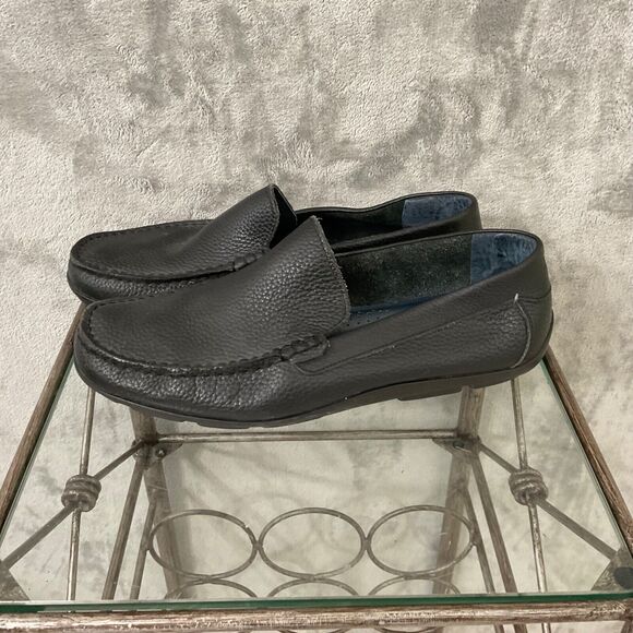 Tommy Bahama Loafers Men’s 10D Black Pebbled Leather Nassau slip Driving Shoes - Picture 1 of 12